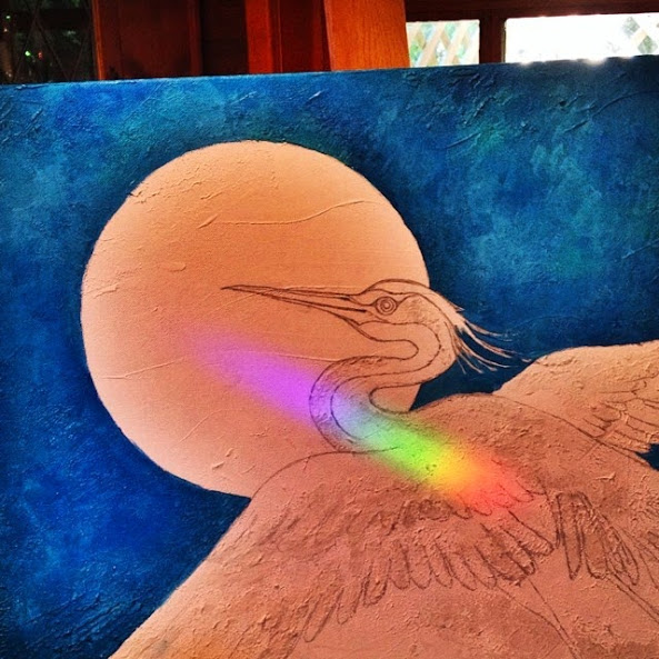 Rainbow in Heron's heart